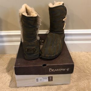 Bear Paw boots - brown suede and black zebra print